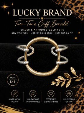 Lucky Brand Two-Tone Open Cuff Bracelet – New with Tags